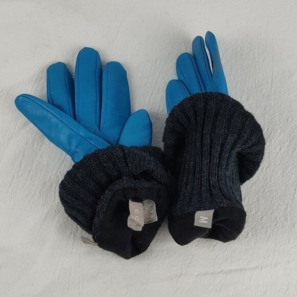 Vintage Suede Mod Retro Fun BLUE Lined Gloves Size Medium - Picture 8 of 14